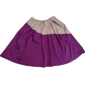 Left of Center Anthropologie Linen Blend Pleated Skirt 4 Preppy Office USA